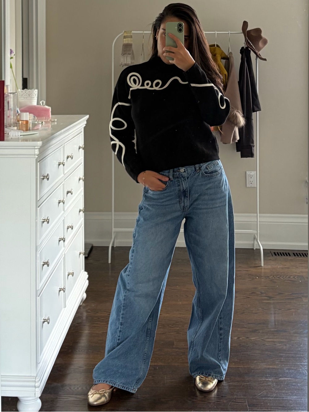 Black Sweater with White Detailing